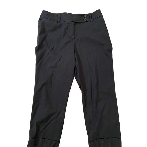 Ann Taylor Loft Black Julie Ankle Cropped‎ Straight Leg Pants Cuffed Size 8 - Picture 4 of 10